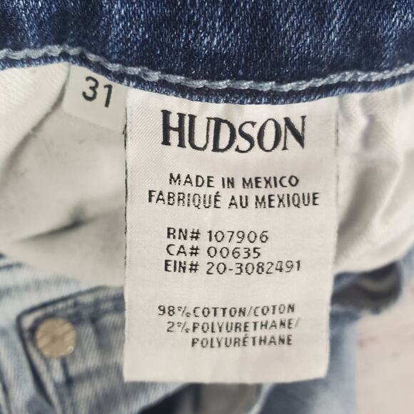 Hudson Barbara High Waist Distressed Crop Jeans Busted Knee Size 31 - Picture 8 of 12